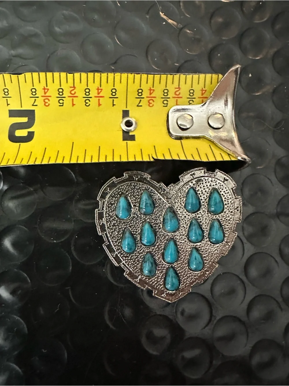 💙 Silver Tone Turquoise Heart Brooch Western Southwest Style Statement Pin